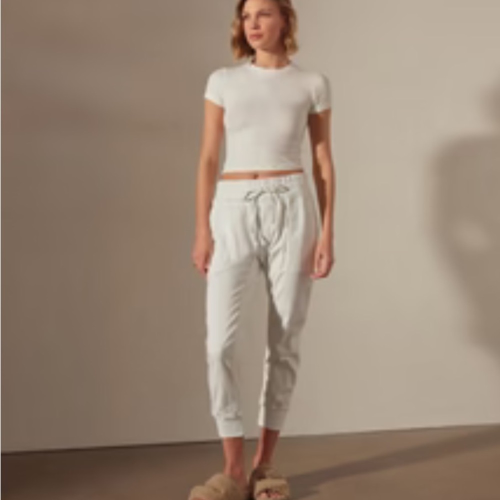 James Perse Mixed Media jogger pant white Drawstring